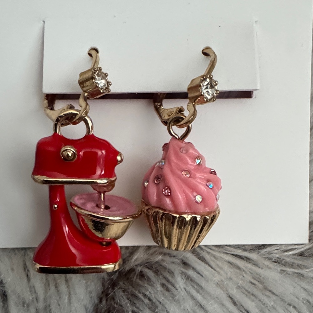 Betsey Johnson Red Mixer and Pink Cupcake Earrings - Picture 3 of 4